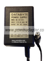 DATABYTE DV-9200 AC ADAPTER 9VDC 200mA Used -(+)- 2 x 5.5 x 12 m